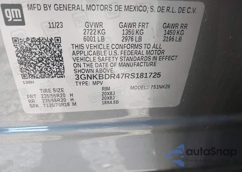 2024 Chevrolet Blazer Fwd 3Lt from USA, damaged, VIN 3GNKBDR47RS181725